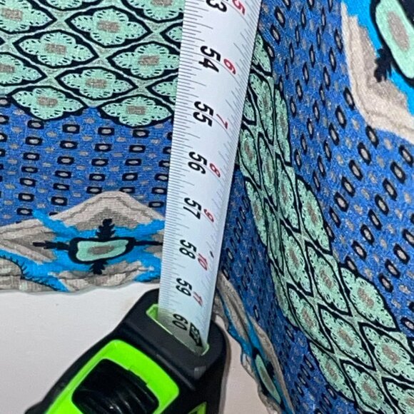 Banana Republic Blue Green Tan Patterned Spaghetti Strap Maxi Dress Size 6 - Picture 8 of 8